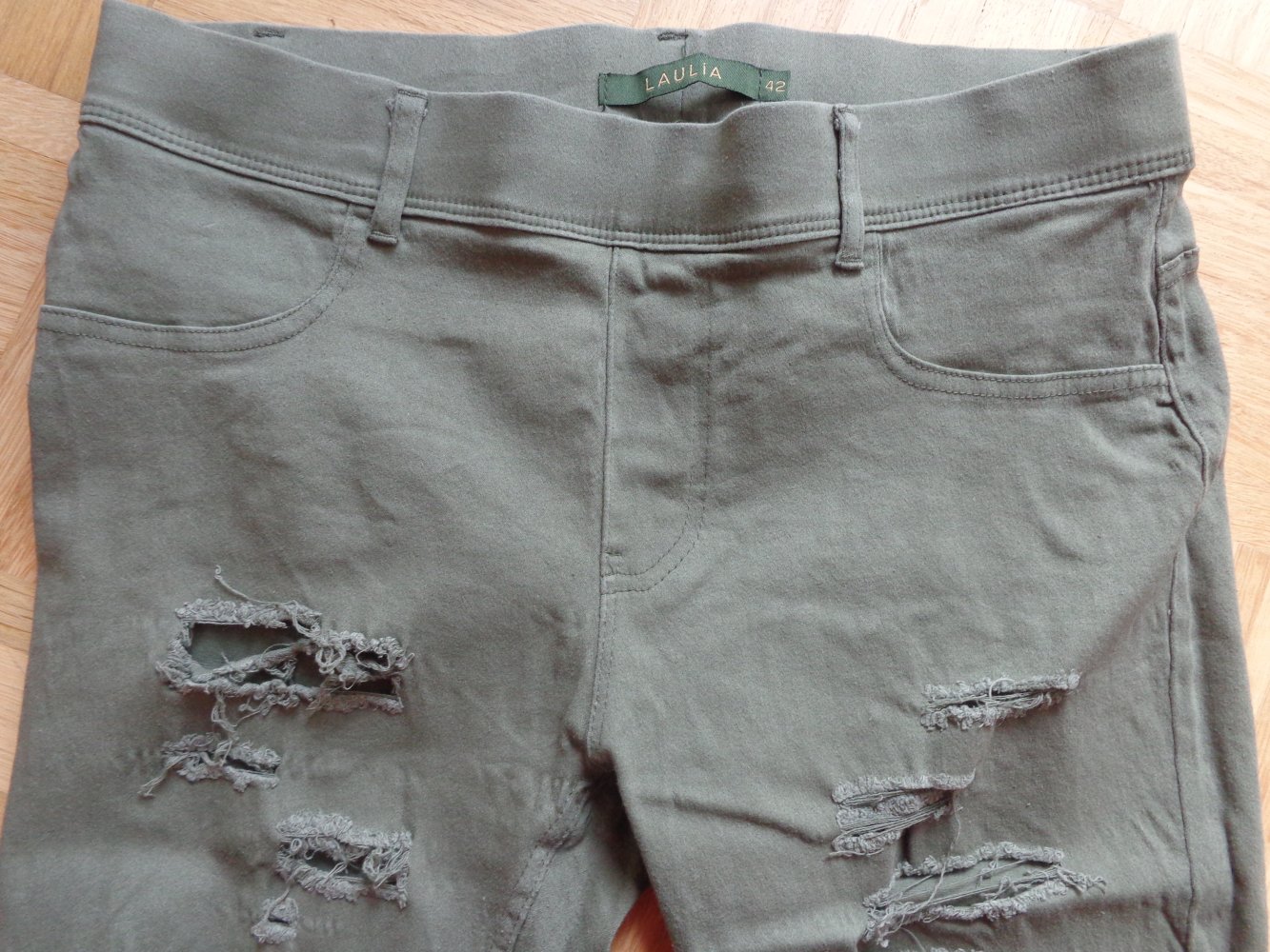 Vintage - Leggings im Jeans-Style, Hose, Gr. 42 bzw. ca. Gr. M/L, khaki, Laulia