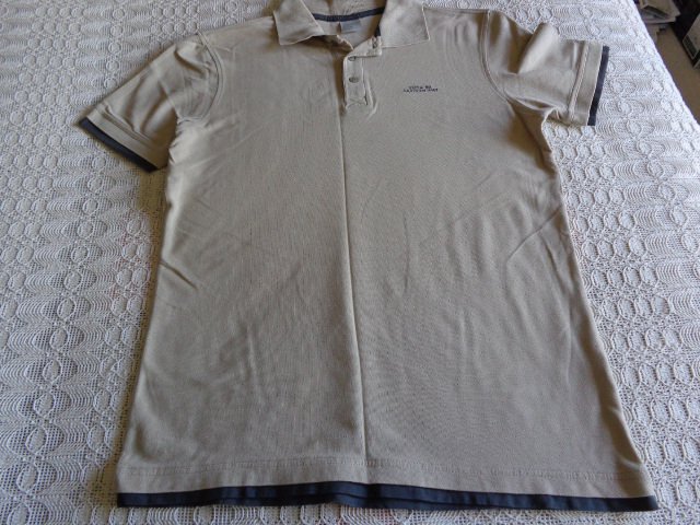 #Herren-Polo-Shirt in 2in1-Optik, Gr. M bzw. 48/50, beige/grau