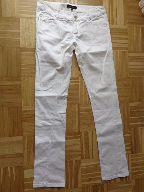 #Hose Jeans/jeansartig, dünnerer Stoff, Gr. 36 bzw. ca. Gr. S, weiß, Amisu