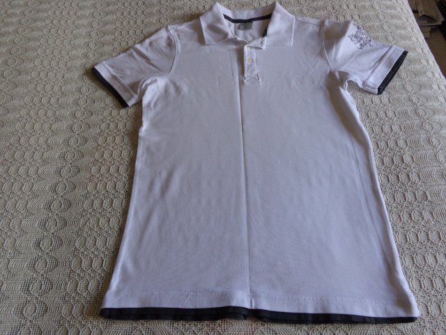 #Herren-Polo-Shirt in 2in1-Optik, Gr. M bzw. 48/50, weiß