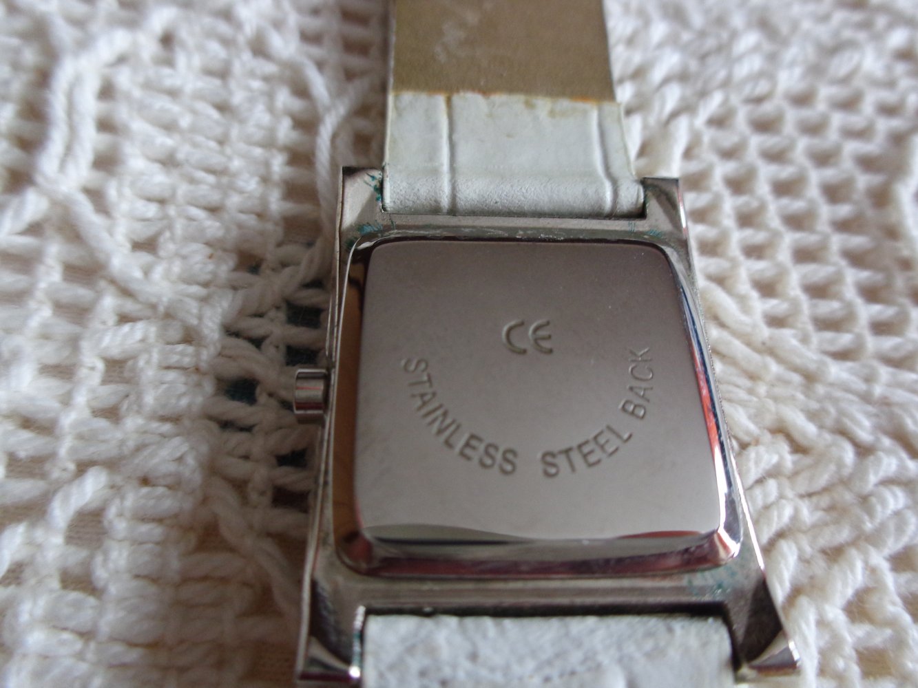 #Uhr, Armbanduhr, silberfarben, Modeschmuck-Uhr, Damen, Leder-Armband weiß