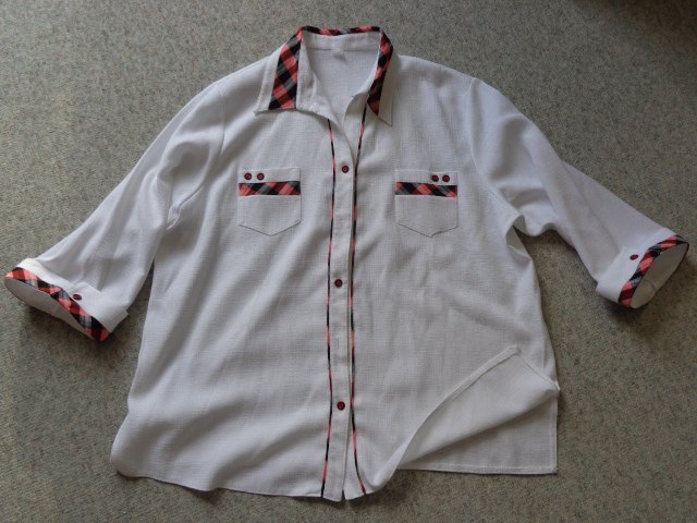 #Bluse 3/4-Arm-Bluse weiß/bunt ca. Gr. XXL bzw. ca. Gr. 50