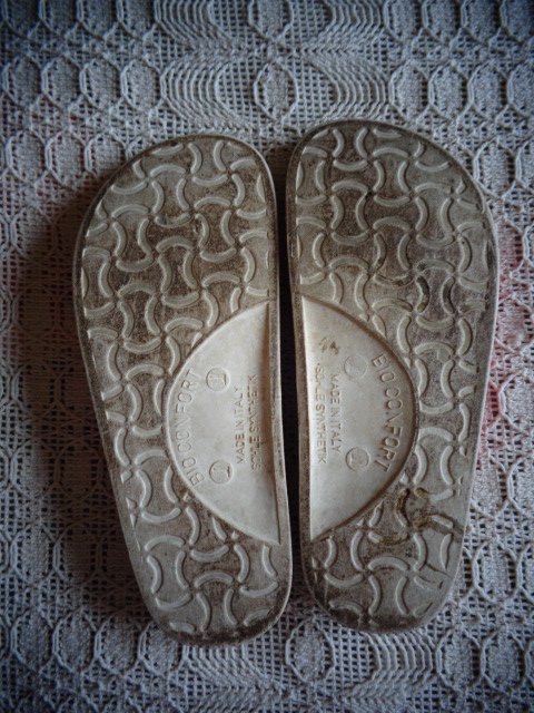 #Tieffußbett - Pantoletten Schlappen Hausschuhe Gr. 34/35, lila/pink