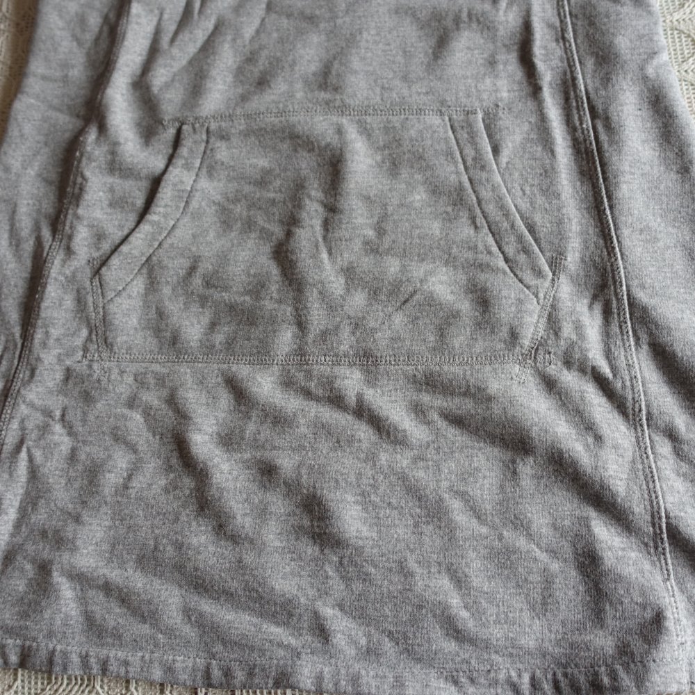 Homewear - Sweatkleid, grau-melange, Gr. S bzw. ca. Gr. 36, mit Kapuze, Känguruhtaschen