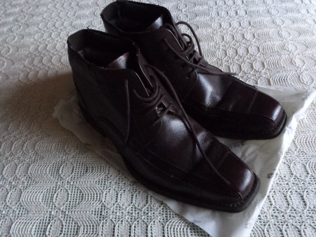 Herrenschuhe Stiefelette Gr. 41 braun Leder, Lammfell gefüttert