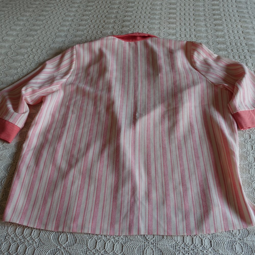 Set - 2-Teiler mit Leinenanteil, Bluse und Top, 3/4 Arm-Bluse, Blusenjacke, Top, Gr. XL ca. 48