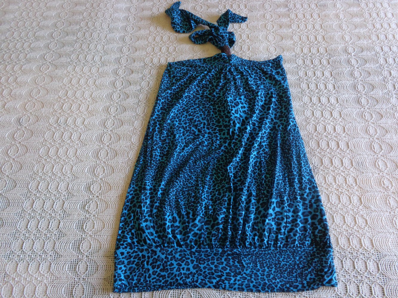 Vintage - Neckholder, Top, Shirt, Einheitsgr., ca. Gr. 36 bzw. ca. Gr. S, petrol-blau/schwarz