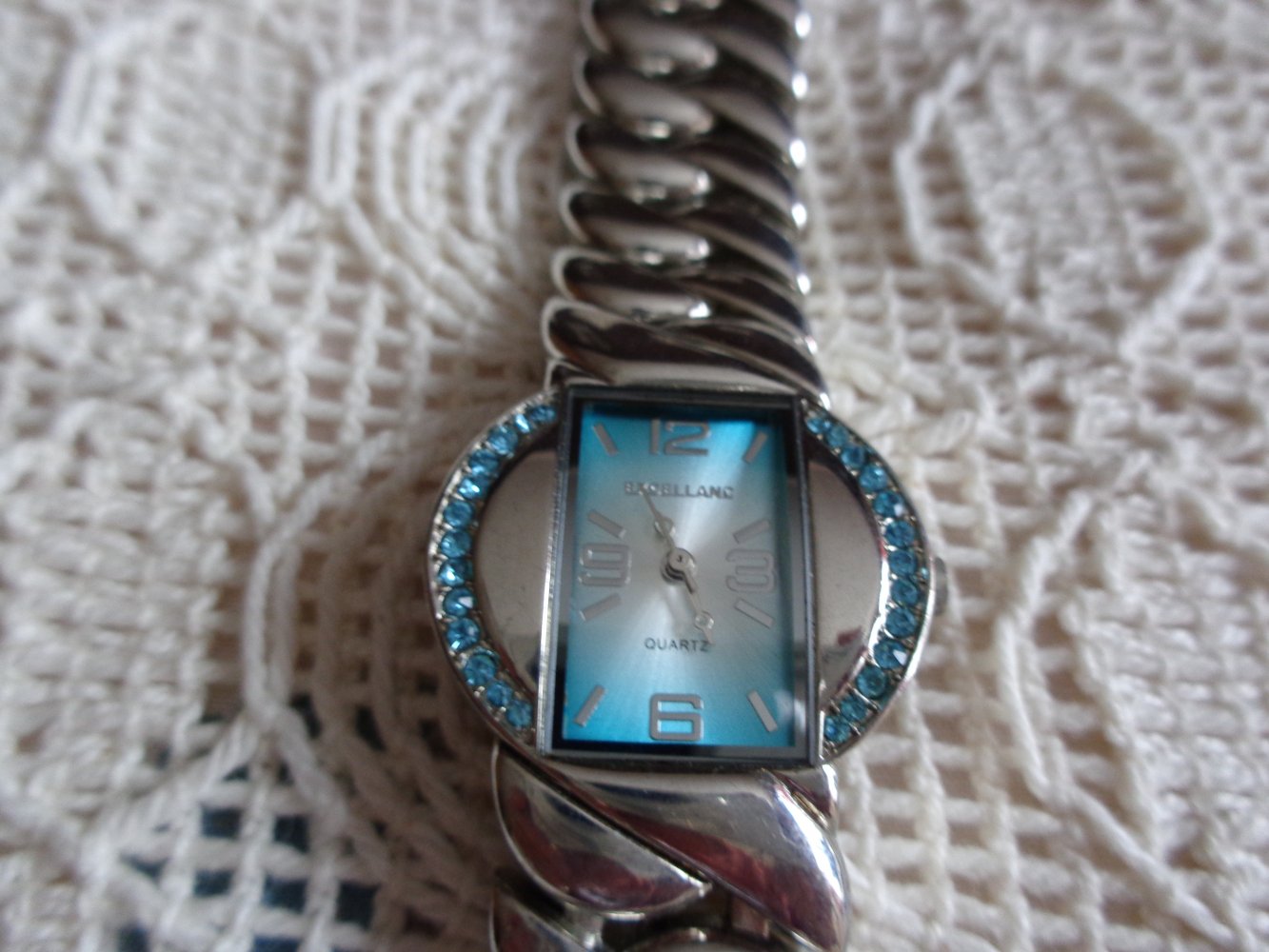 #Uhr, Quartz-Armbanduhr, Damen, silberfarben/türkis, nickelfrei, Marke: Excellanc