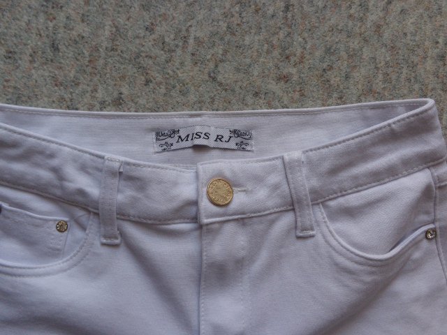 #Hose jeansartig Size 42/XL ca. Gr. 36/38 bzw. ca. Gr. S/M, weiß, Miss RJ