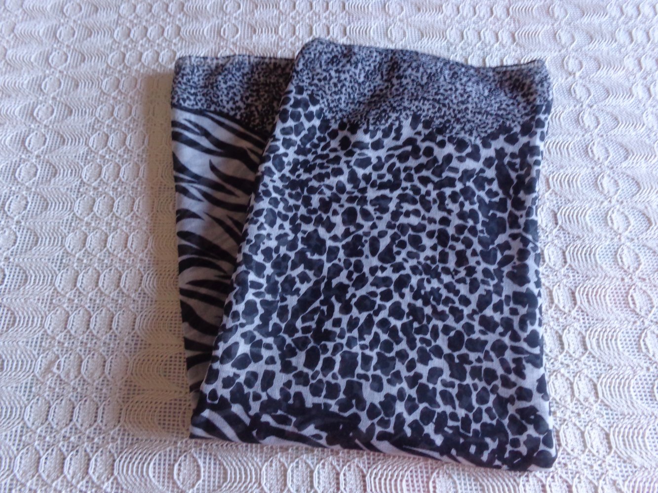 Schal, Tuch, Gesamtlänge ca. 206 cm, Breite ca. 80 cm, Leo-/Zebra-Muster