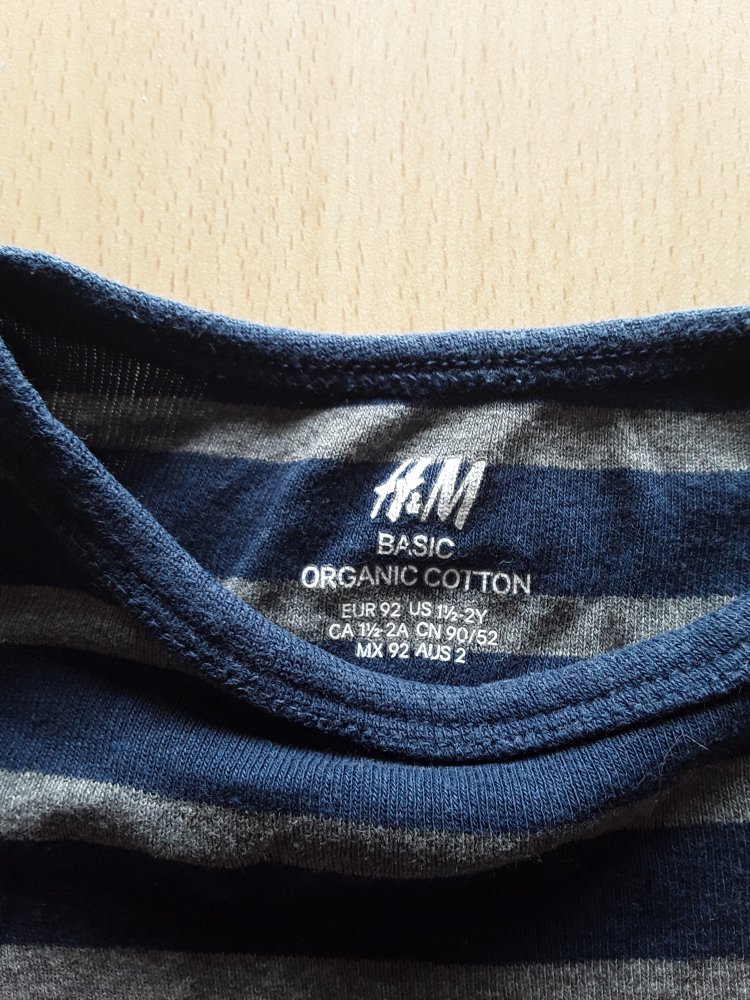 dunkelblau-grau gestreiftes Langarmshirt in Gr. 92 von H&M
