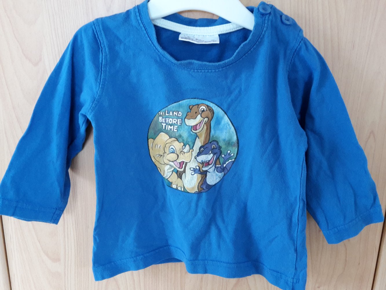 blaues handbemaltes Langarmshirt in Gr. 80
