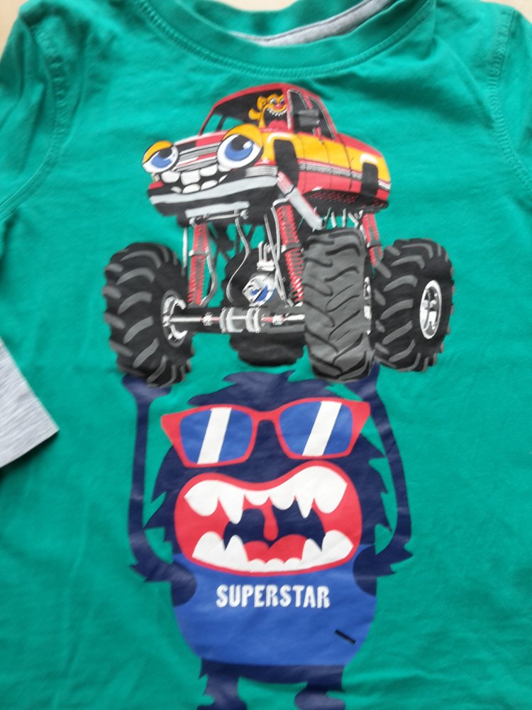 grau grünes Langarmshirt in Gr. 92 
