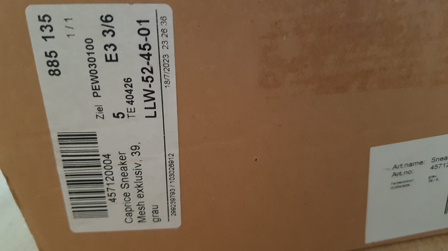 neue Caprice Sneaker Mesh exklusiv Gr. 39 - grau