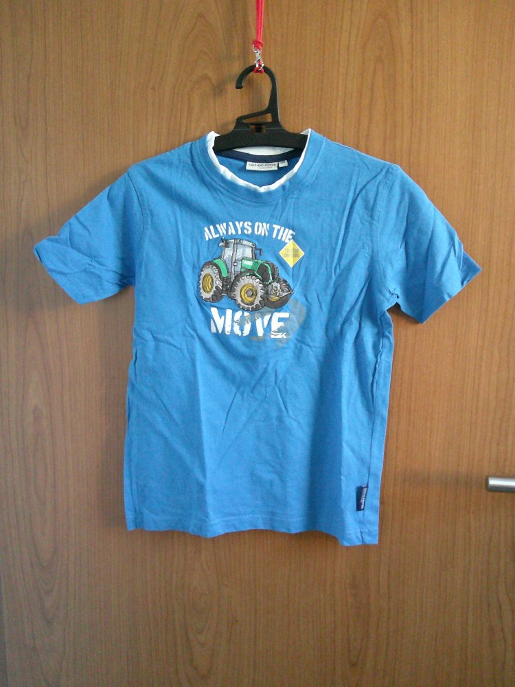blaues T-Shirt mit Traktormotiv Gr. 128/134 Salt and Pepper