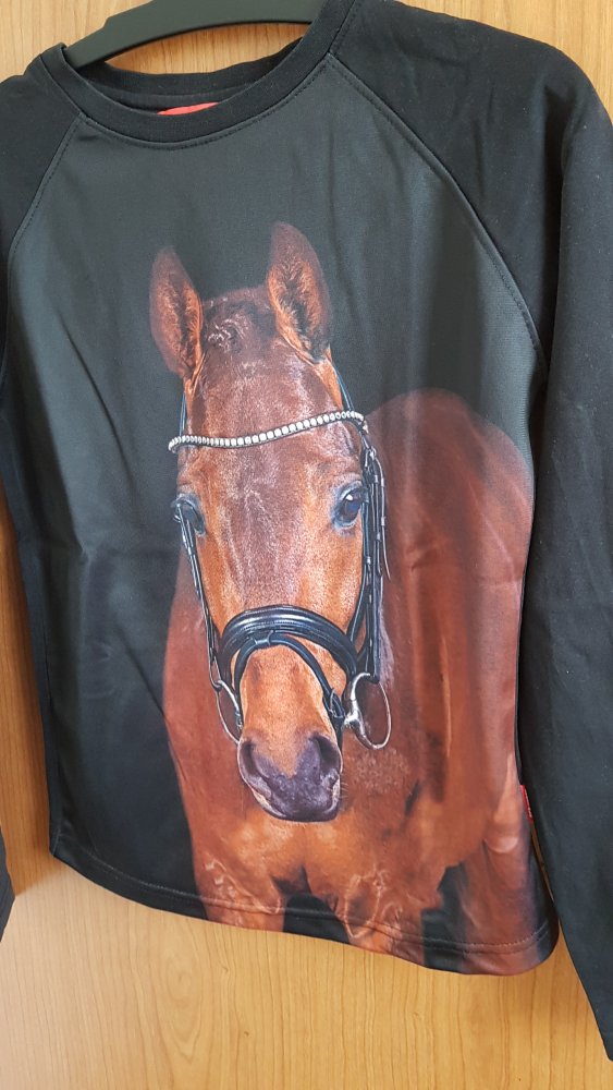 schwarzes, ungetragenes Langarmshirt in Gr. 152 von Red Horse (nur gewaschen)