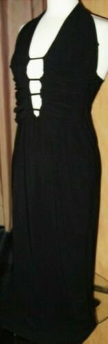 Ausgefallenes Bodycon Kleid schwarz Bondage 36 38 40 S M Bänder Cut out 50er Steampunk Goth Fetish WGT  