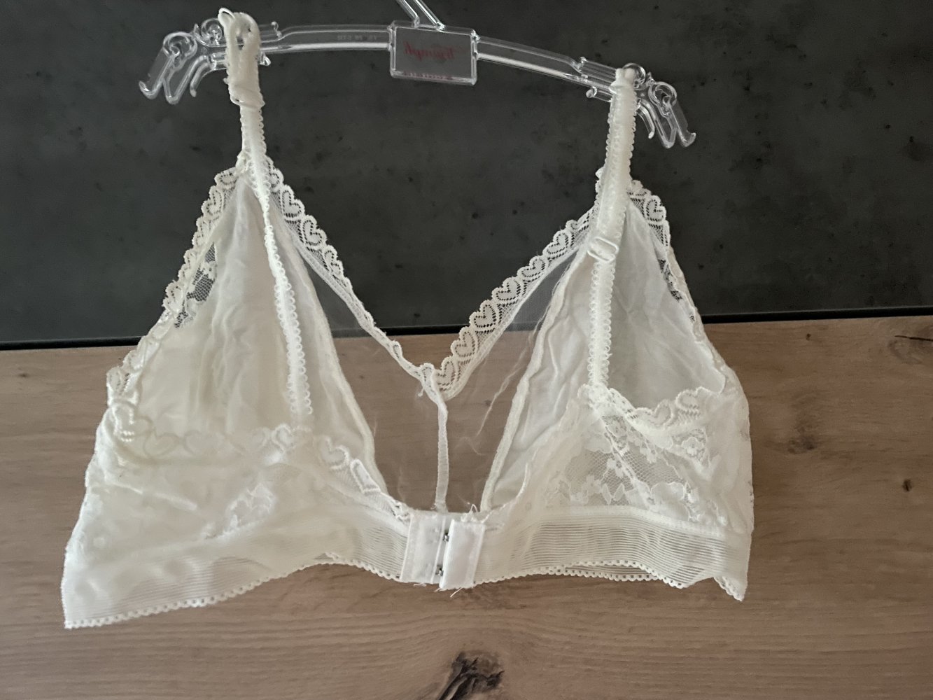 durchsichtiger weißer BH ohne Bügel - sexy mit Spitze - Hochzeit - 75 B 80 A