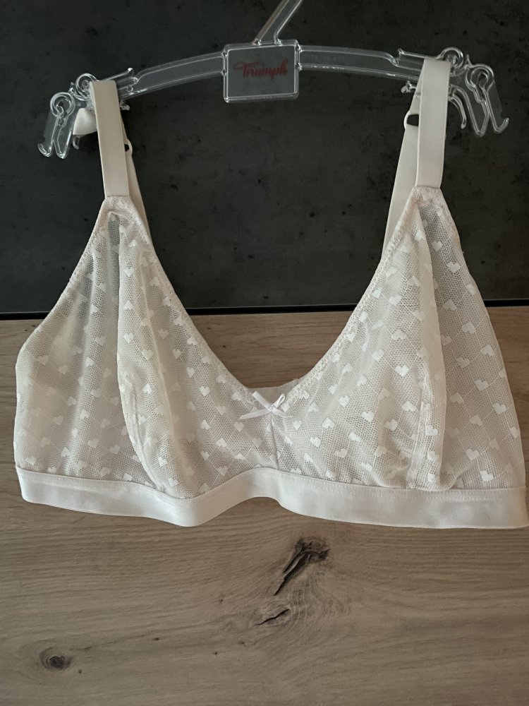 durchsichtiger rosa rosé BH ohne Bügel - sexy mit Herzen - 75 B 80 A