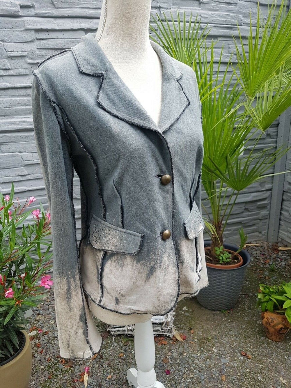 *** Weiche Sweat Jacke ~ Blazer ~ Strass ~ Used Look ***