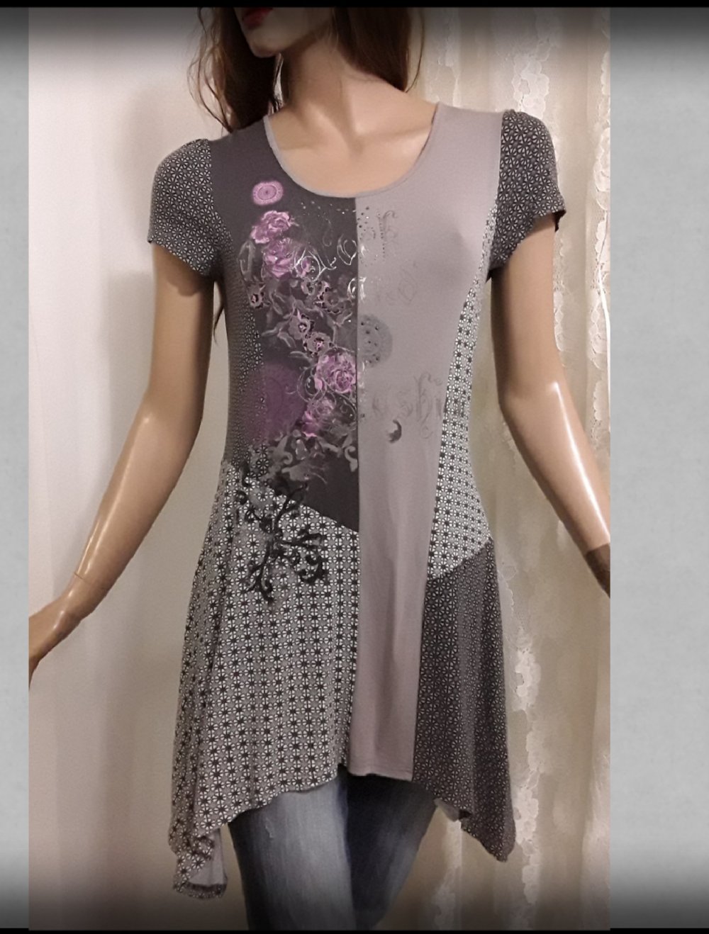 Zipfel-Tunika/Shirt im Mustermix