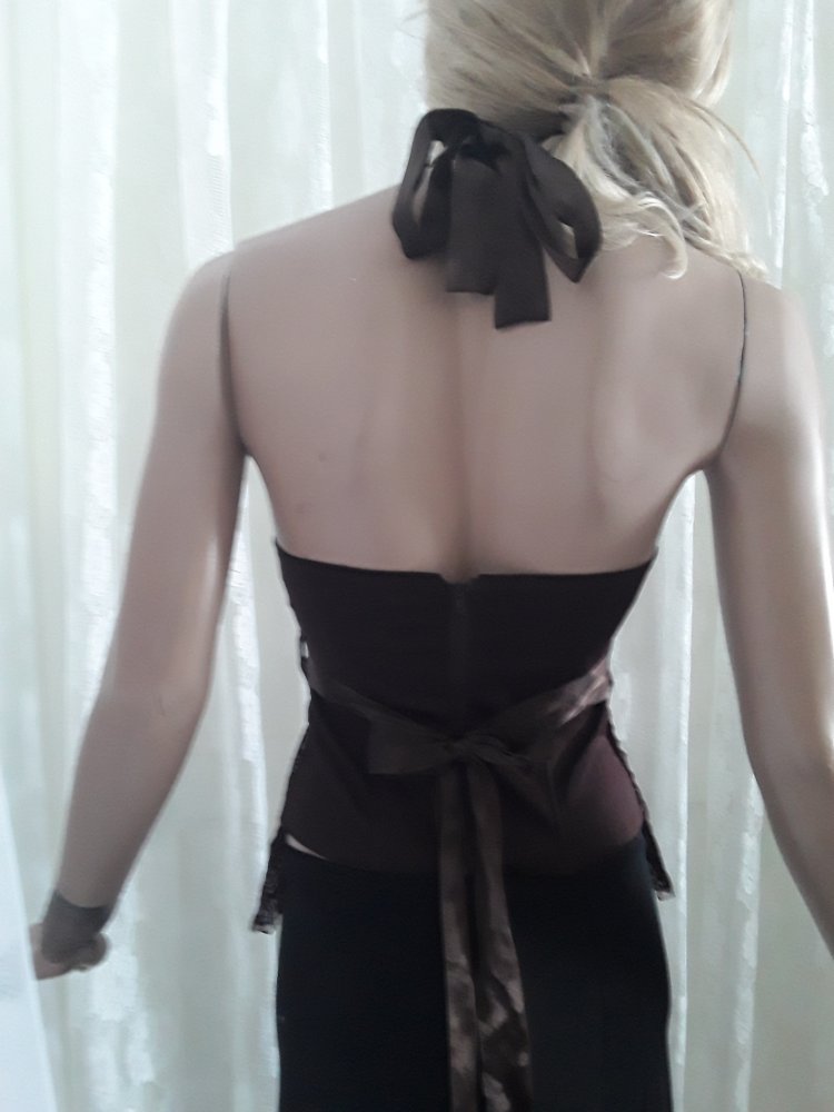 Neckholder Corsage schokobraun Spitze 