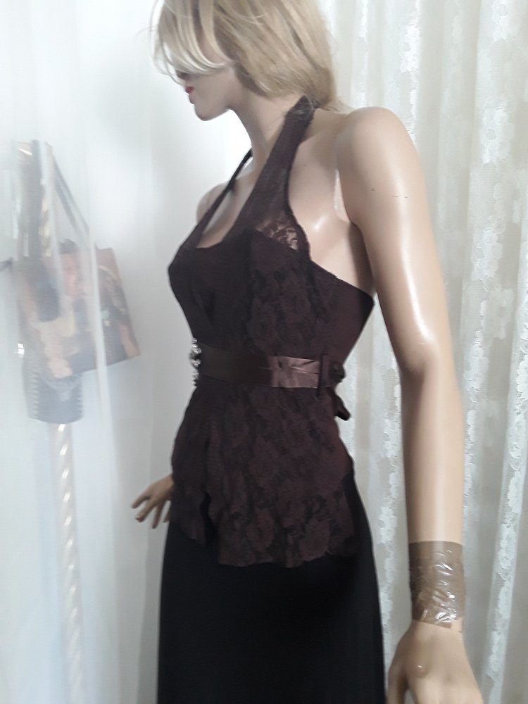 Neckholder Corsage schokobraun Spitze 