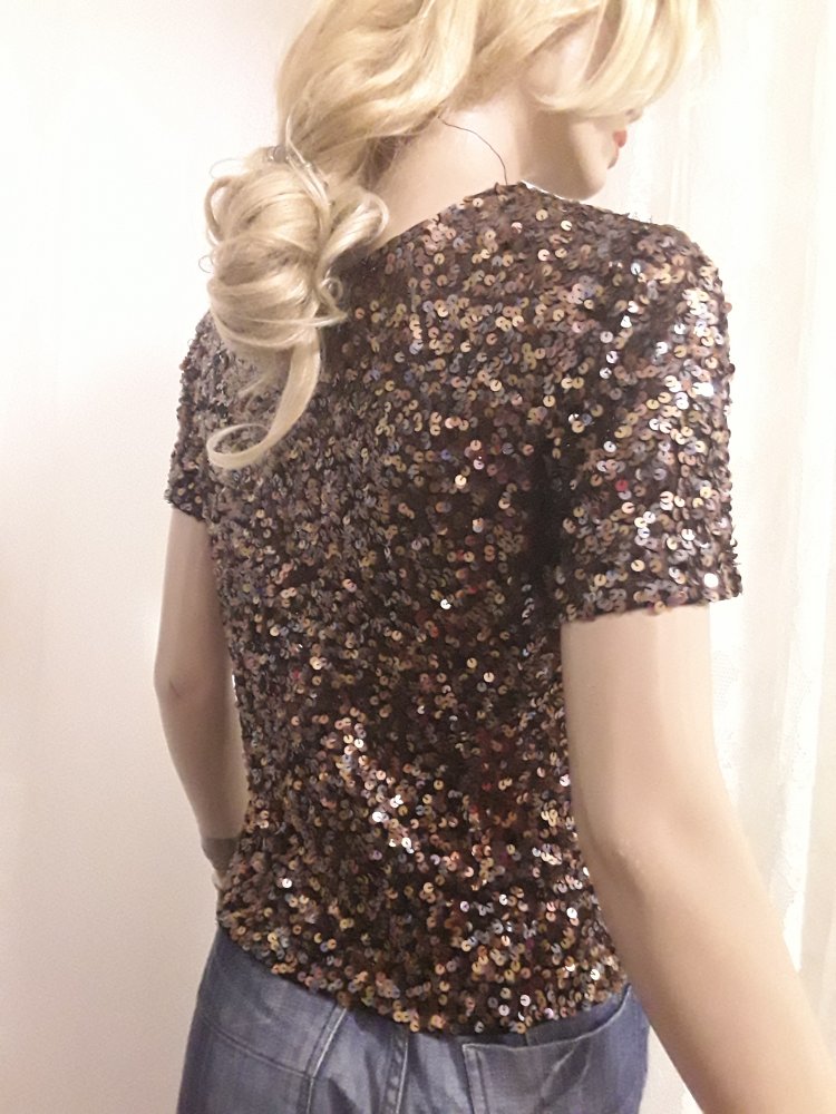 Bronzefarbene Pailetten-Shirt 