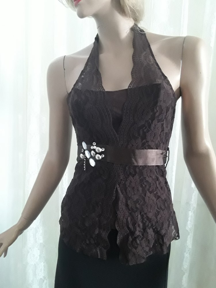 Neckholder Corsage schokobraun Spitze 