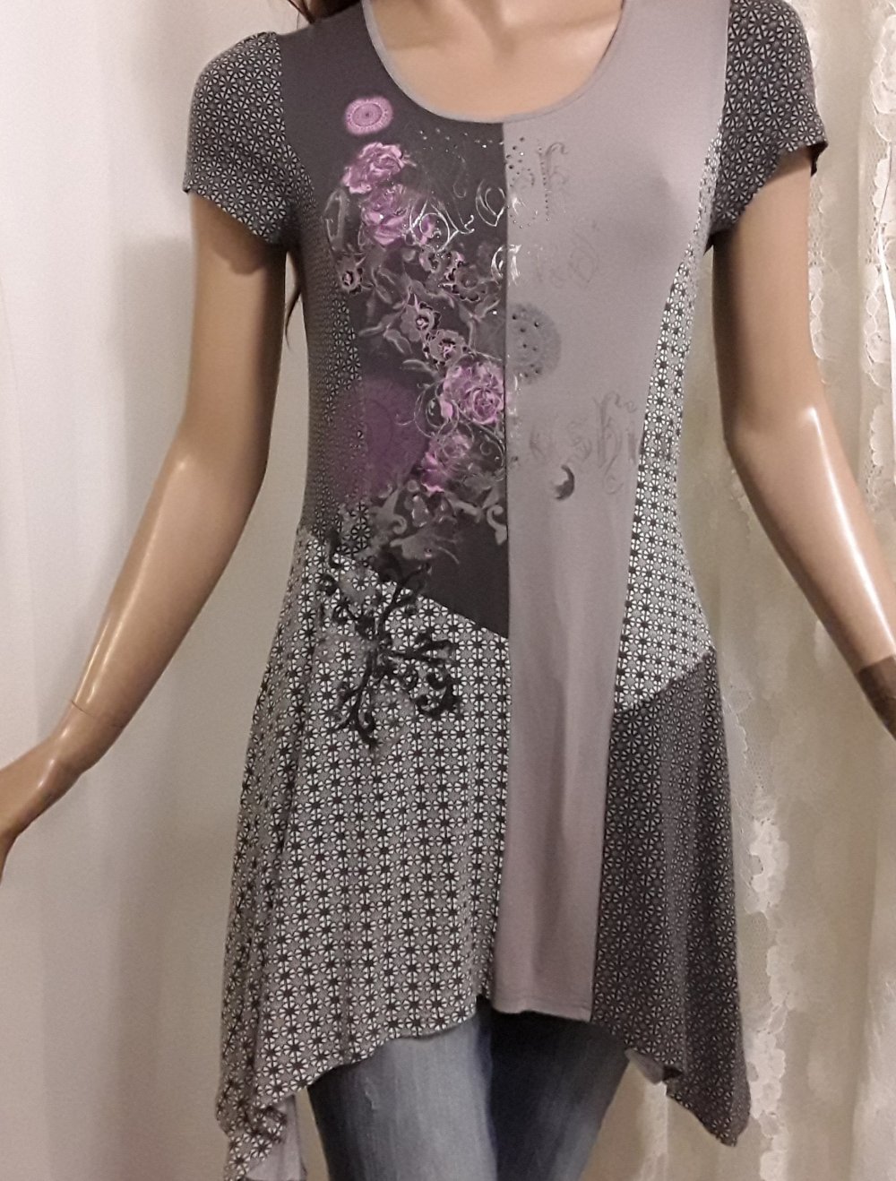 Zipfel-Tunika/Shirt im Mustermix