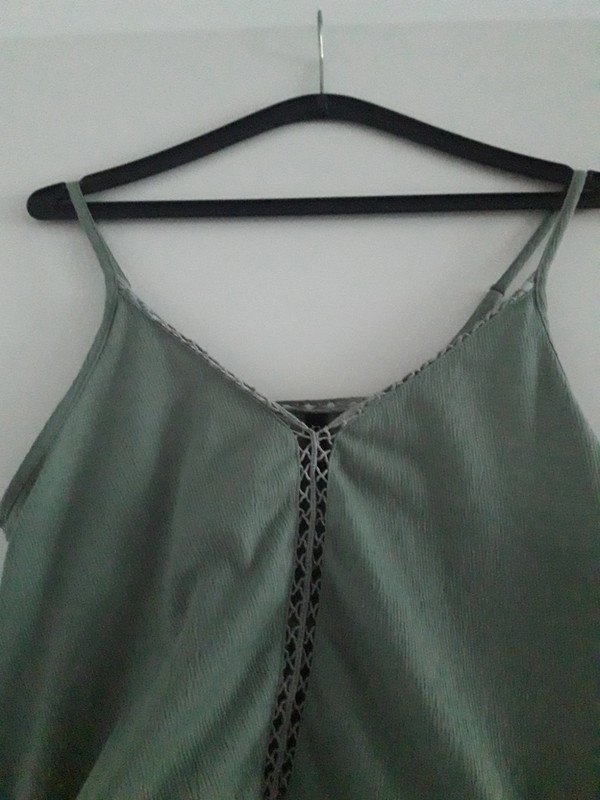 Sommertop Crop Mint Türkis Top Träger Trägertop Kurz Mintgrün Spaghettiträger Häkeldetail Häkel