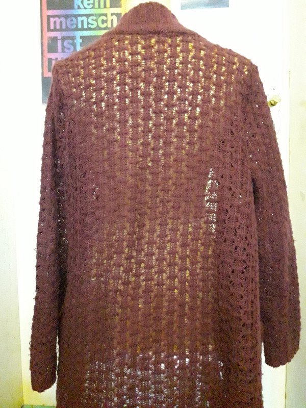 Strickjacke Dunkelrot Bordeaux Weinrot Maxi Blue Oversize Lang Locker Lochstrick Einfarbig