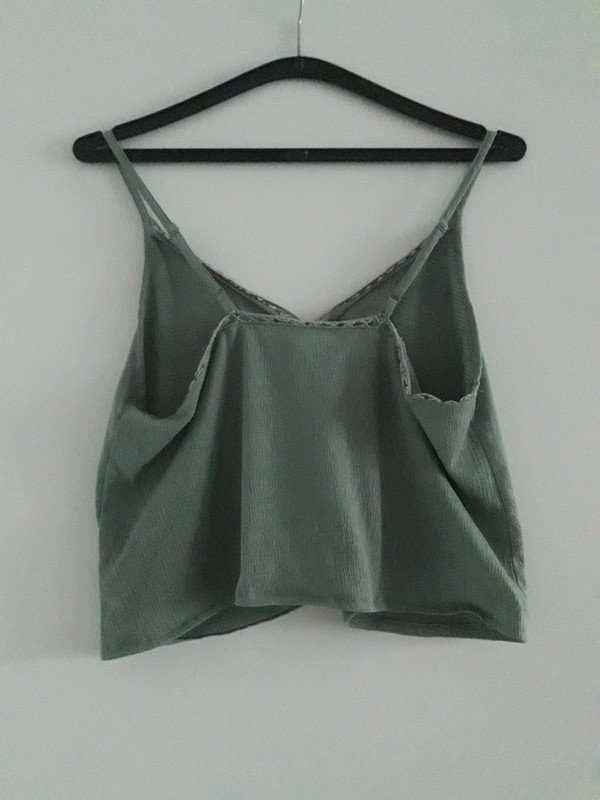 Sommertop Crop Mint Türkis Top Träger Trägertop Kurz Mintgrün Spaghettiträger Häkeldetail Häkel