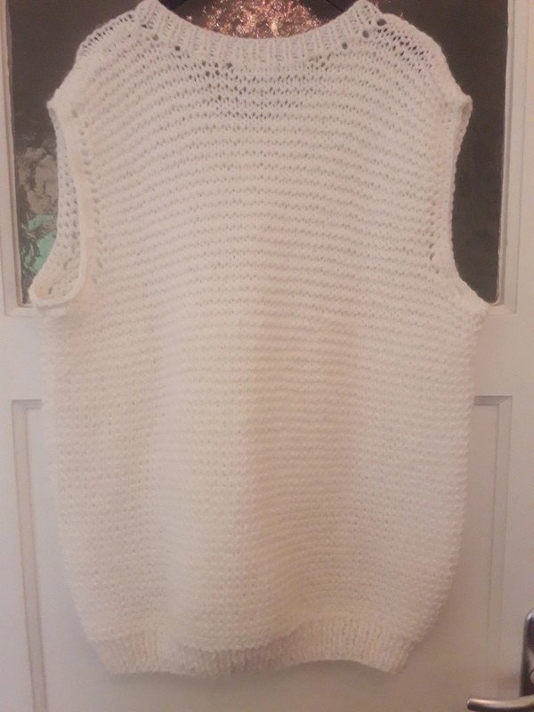 Pullunder Kurzarmpullover DIY Handgestrickt Weiß 