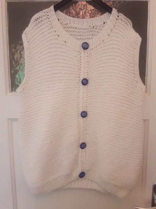 Pullunder Kurzarmpullover DIY Handgestrickt Weiß 