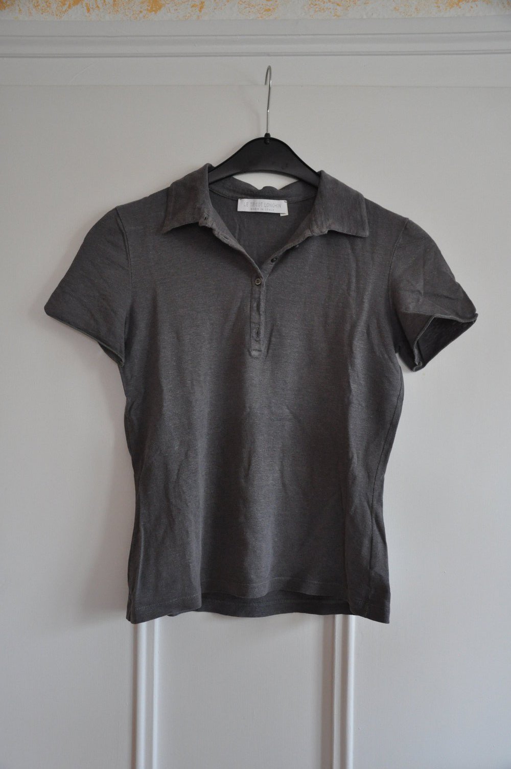 Leinen Poloshirt grau dunkelgrau Leinenshirt