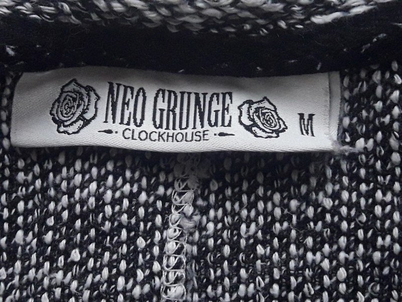Melierter Pullover Ziernähte Neo Grunge Schwarz Grau Muster Meliert Hochgeschlossen Rundausschnitt Dreiviertelärmel Grautöne