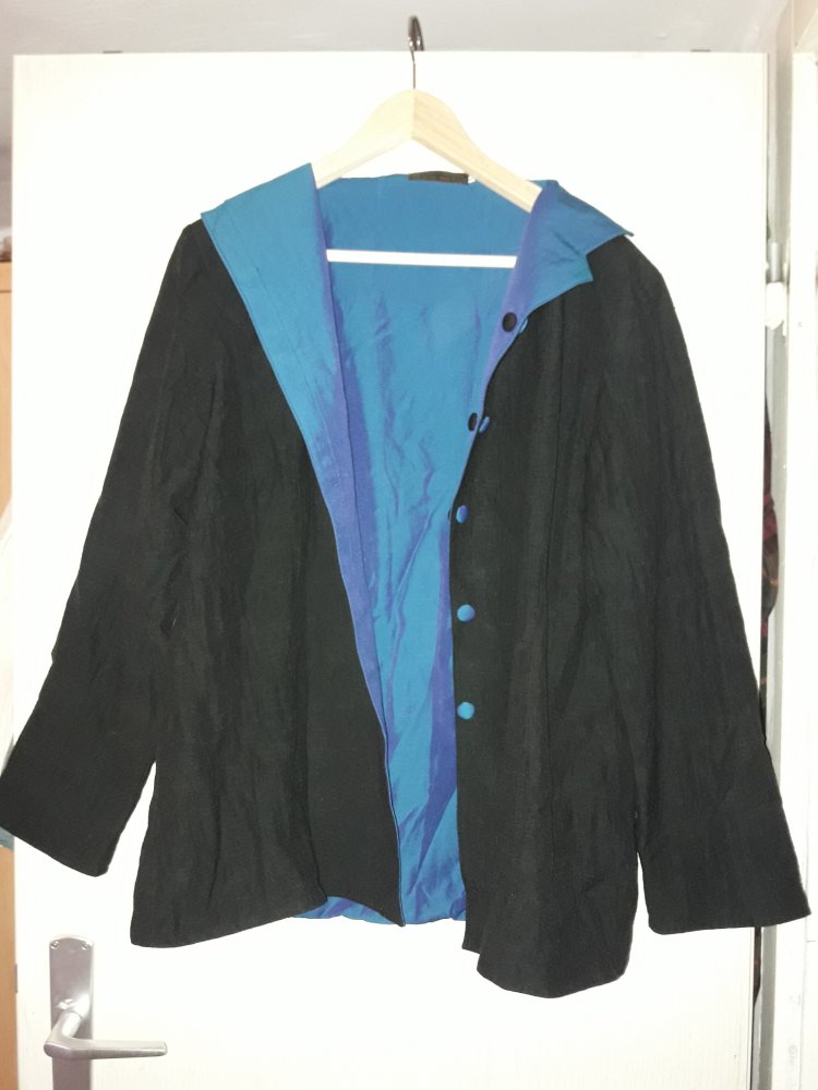 schwarz blaue Jacke Seide 