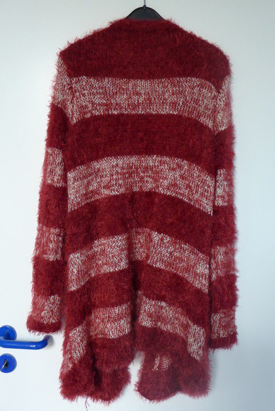 B.C. Flauschiger langer Cardigan bordeuax rot