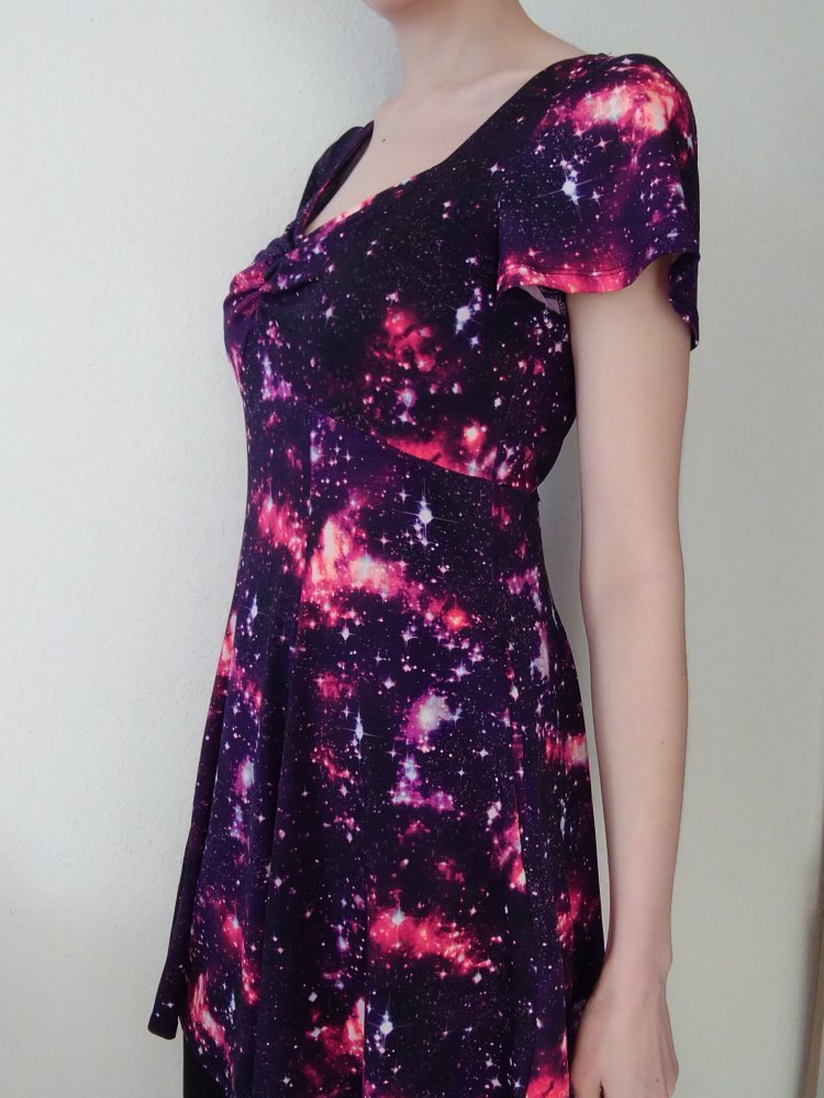 Allover Galaxie Print Kleid mit Taschen