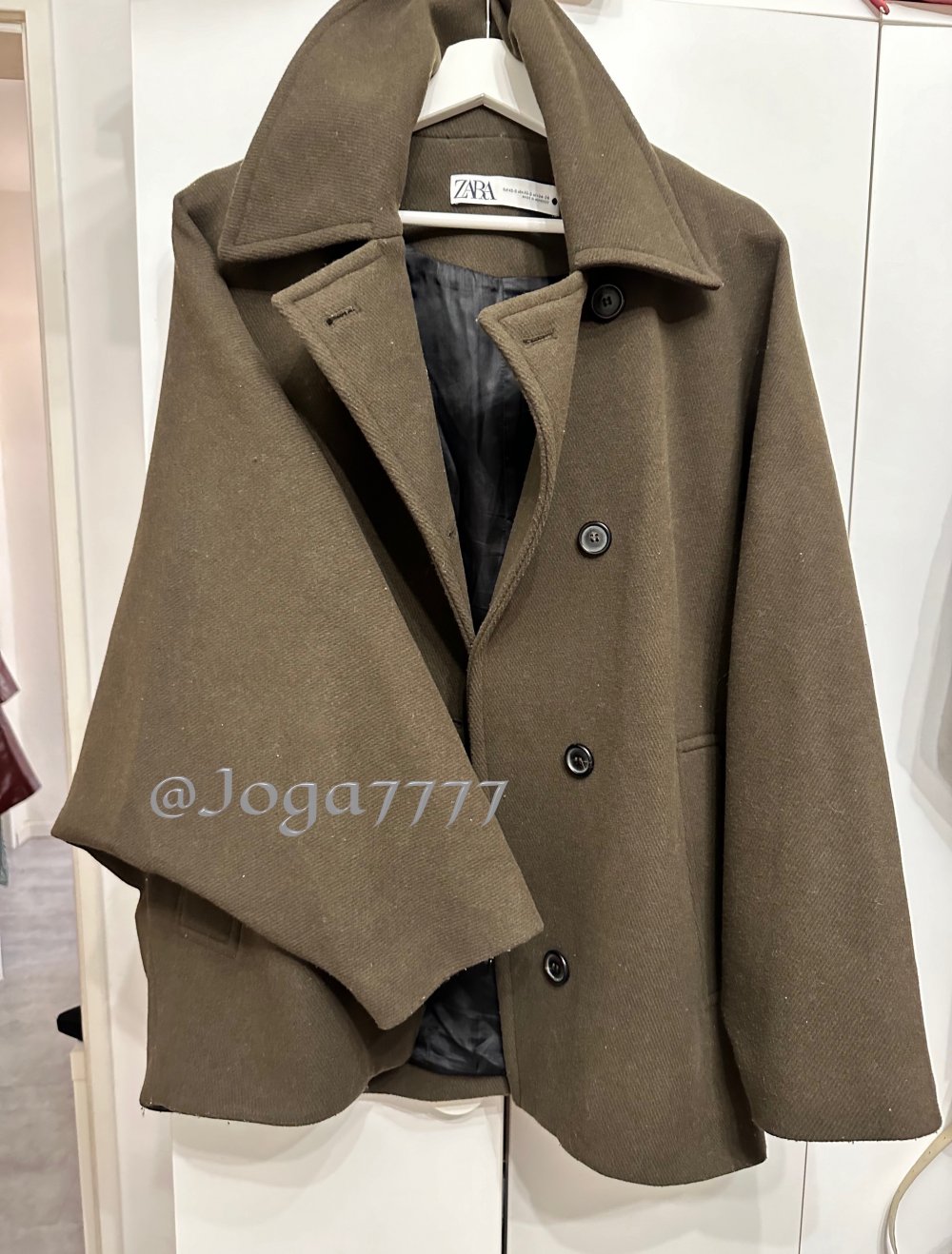Zara cape mantel Jacke Khaki grün XS-S neuwertig viral oversized