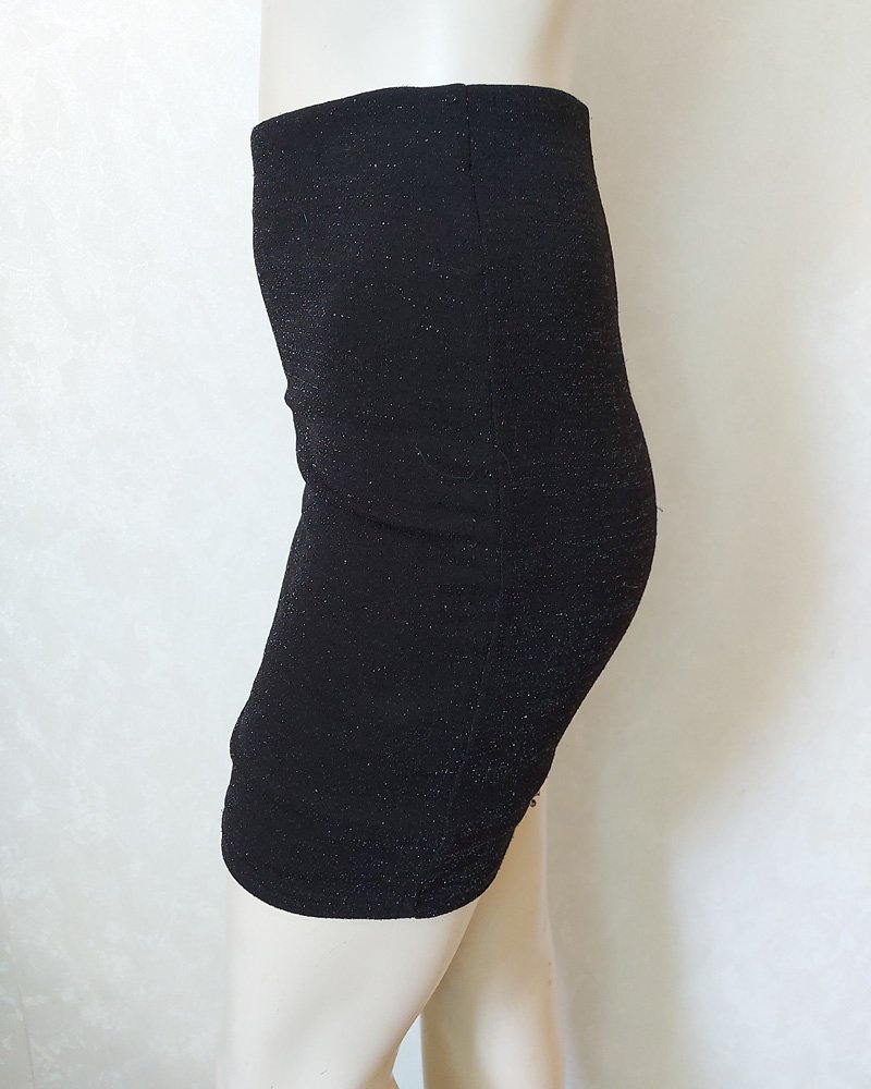 Eleganter Stretch Minirock ~ Glitzer ~ S ~ schwarz ~ elastisch