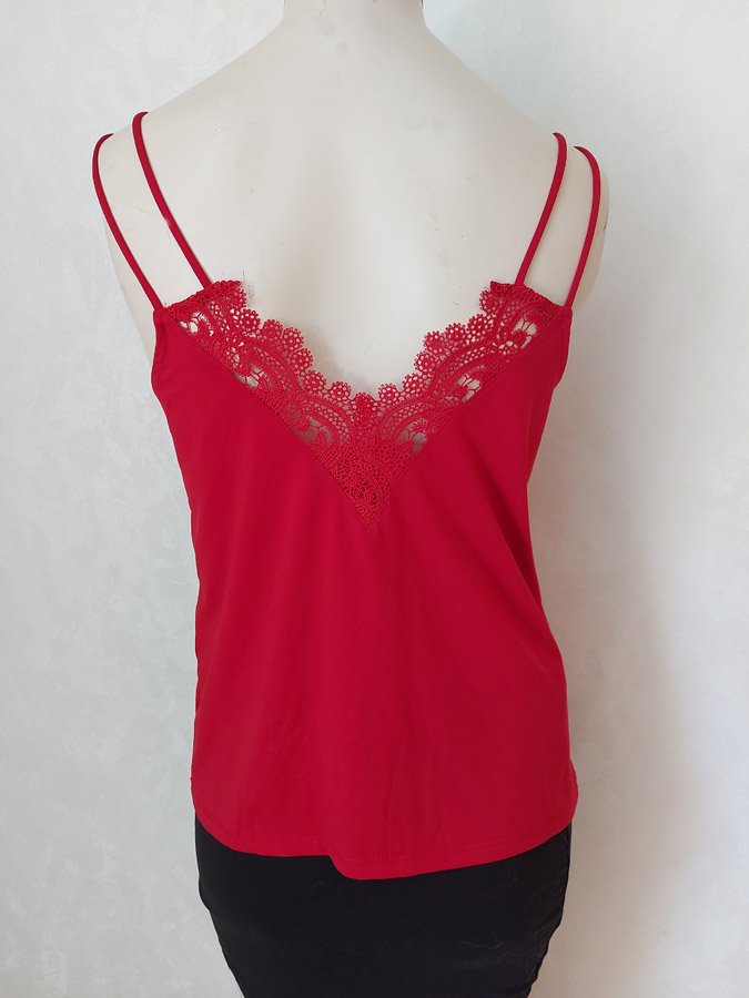 Top ~ Sommer ~ Spitze ~ Dunkelrot ~ Locker ~ luftig ~ Oberteil