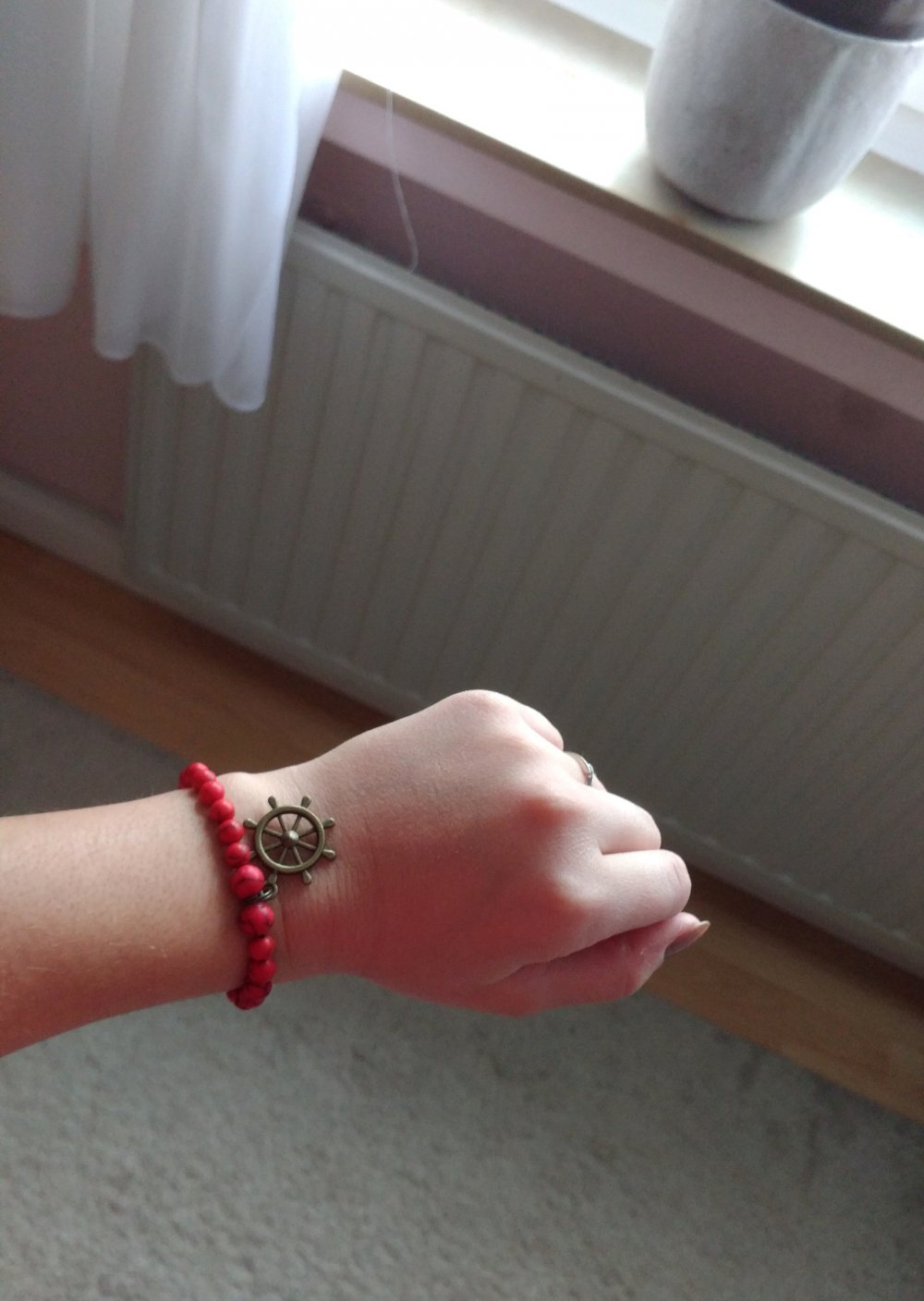 Rotes Perlenarmband mit messingfarbenes Schiffssteuerrad Etsy DIY Marmoroptik