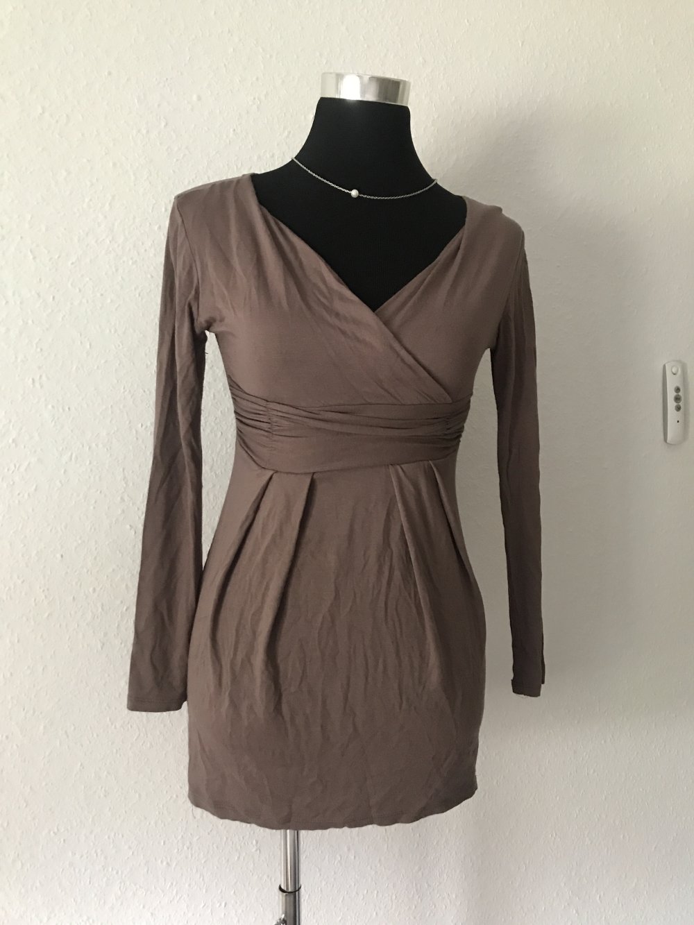 Longshirt mit V-Ausschnitt und Raffung 