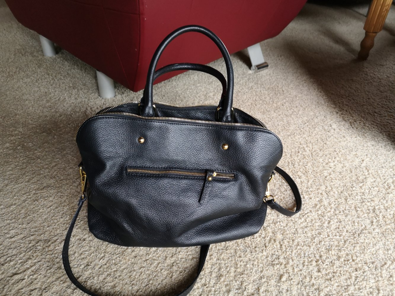 Schwarze Echt Leder Tasche