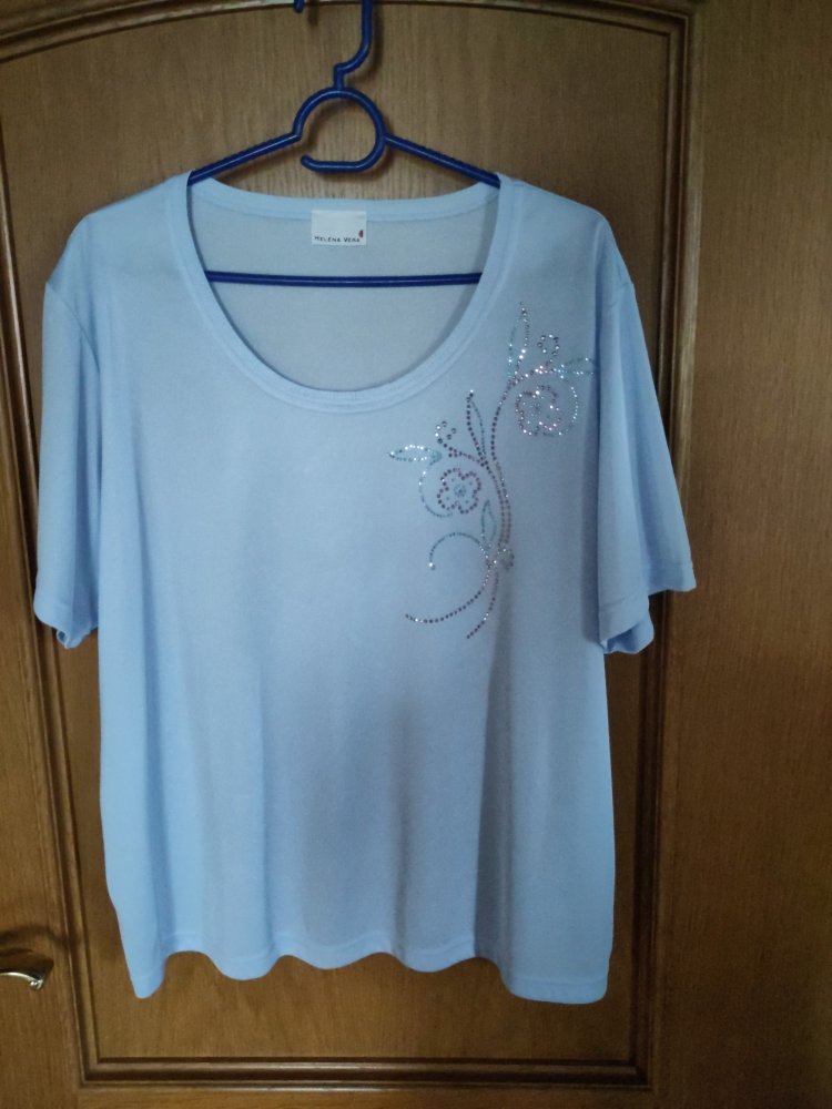 Hellblaues T-Shirt Glitzersteinchen Blume Helena Vera