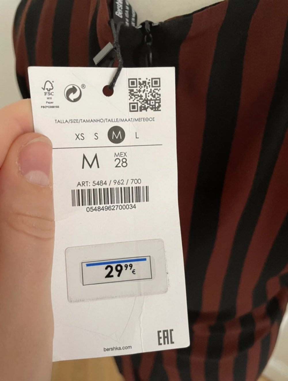 Gestreiftes Kleid von Bershka, Gr. 38