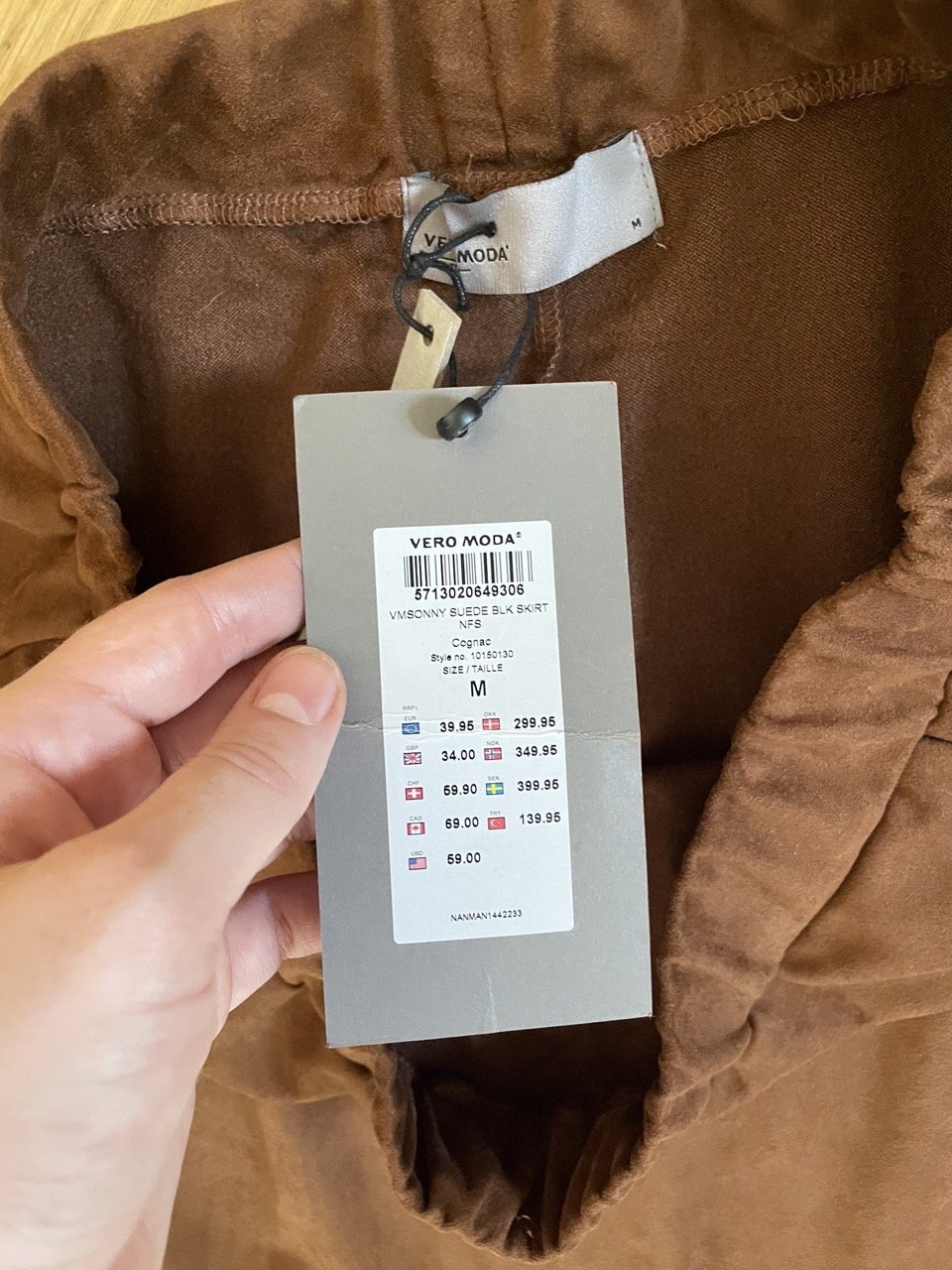 Brauner Midirock aus Wildleder von Vero Moda, Gr. M