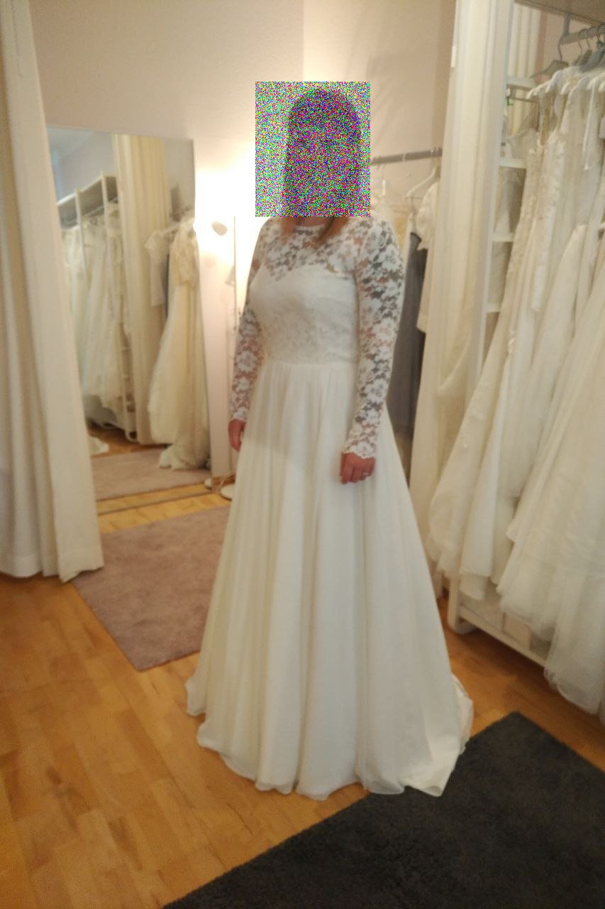 Brautkleid Hochzeitskleid mit Spitze und langen Ärmeln Größe 40